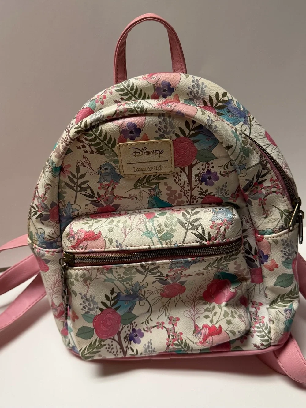 Loungefly Floral Mini Backpack in Pink, Cream, Blue and Green